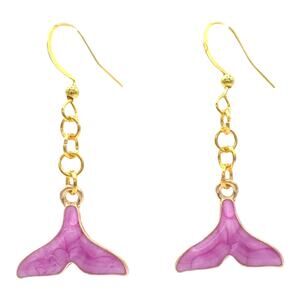 Purple Mermaid Tail Earrings Ocean Jewelry Drop Earrings Gift for Beach lover